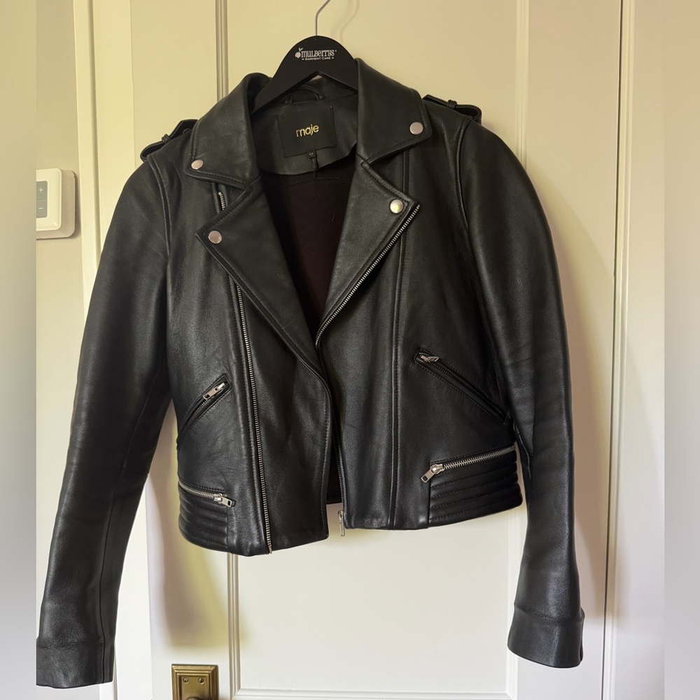 Maje Leather Moto Biker Jacket